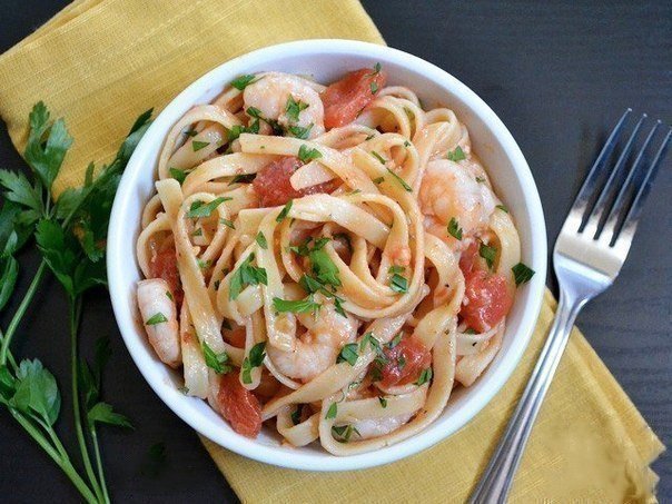 Обалденная паста с креветками