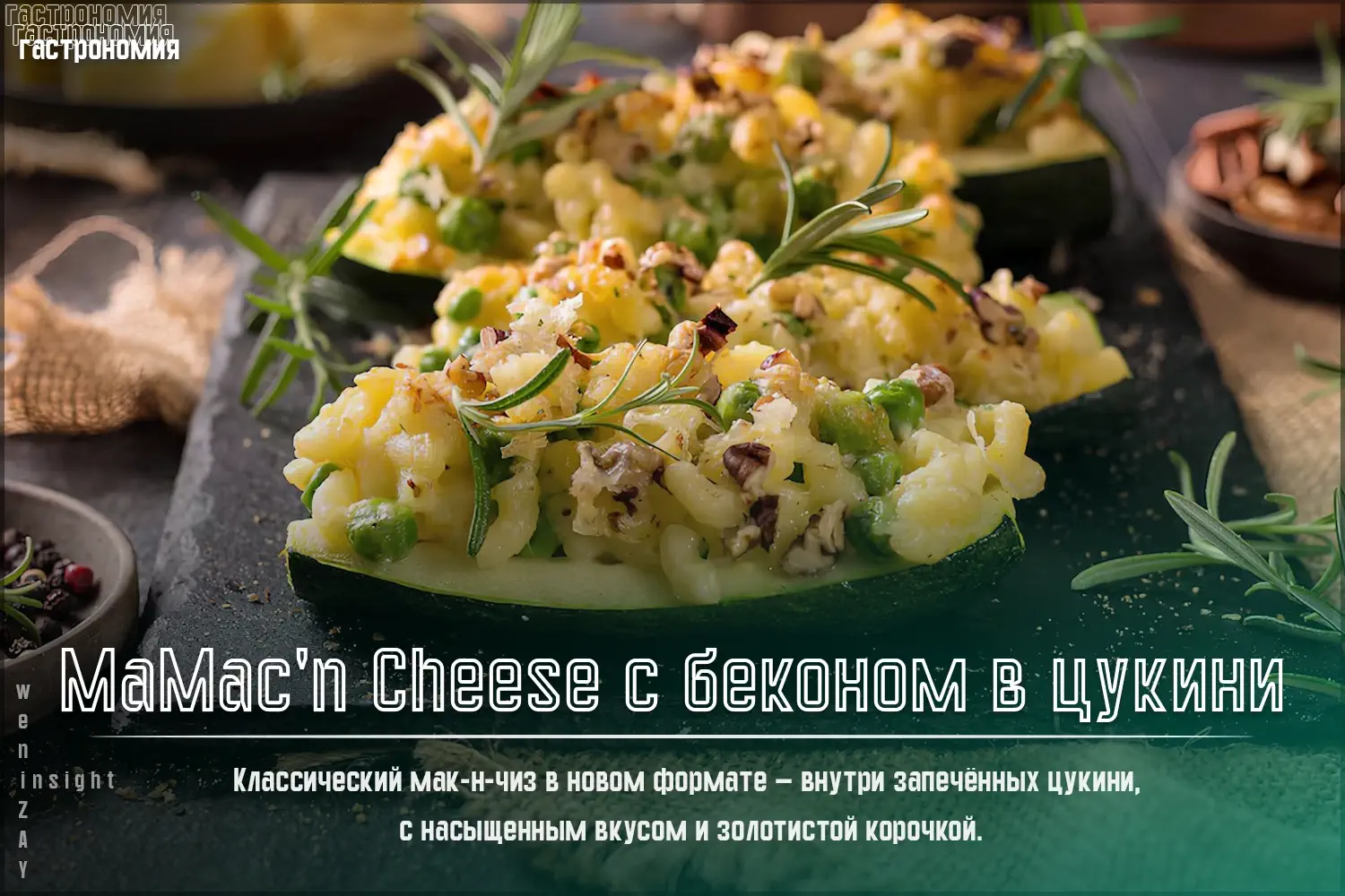 Запечённые цуккини с мак-энд-чиз и беконом