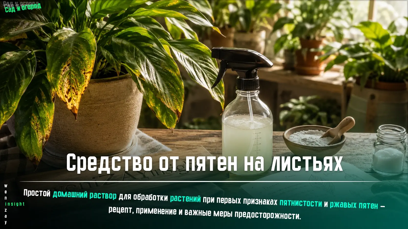 Опрыскивание листьев растений домашним раствором от ржавых пятен и пятнистости