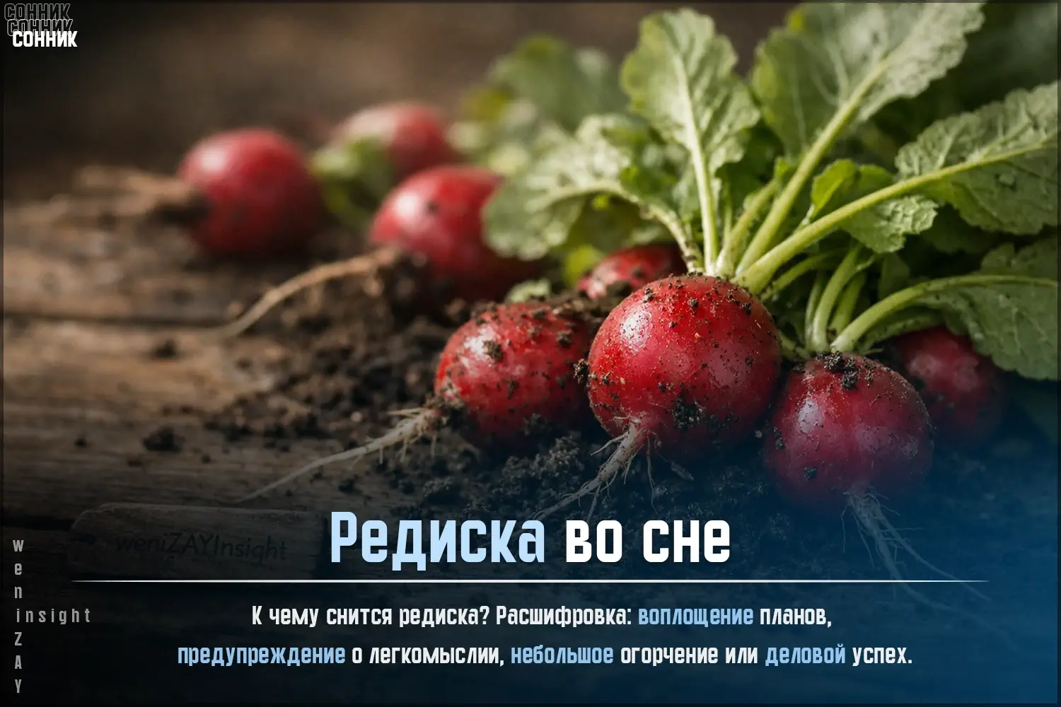 Свежевыкопанная редиска с землёй на корнях на фоне утренней росы — метафора простого, но хрупкого успеха, который требует внимания.