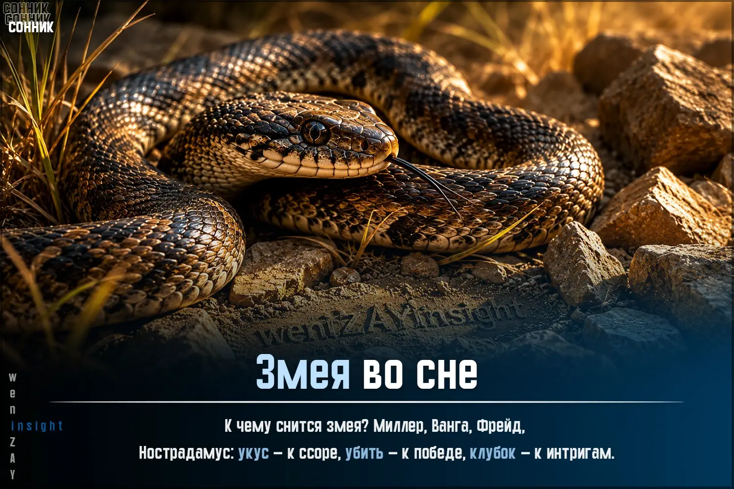 Толкование сна Змея по соннику